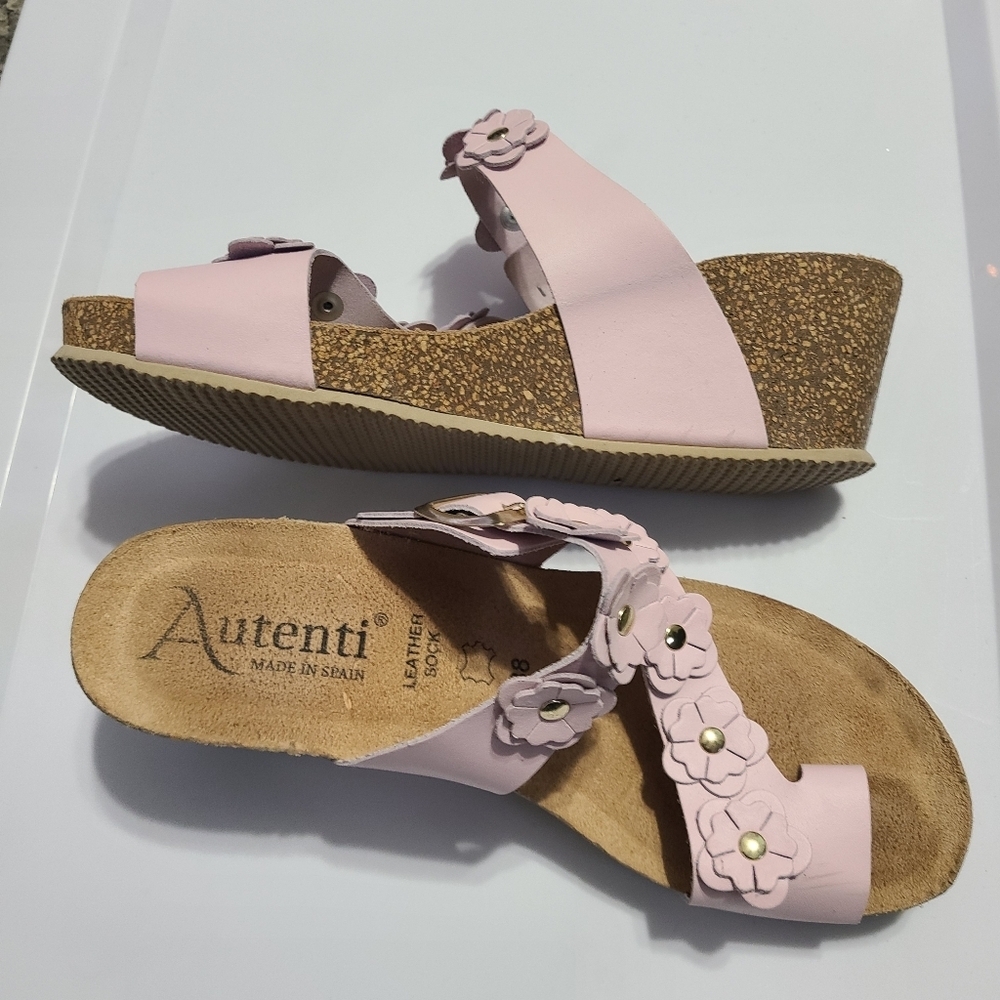 Autenti Pink Floral Women's Sandals Leather Spain‎ - Picture 14 of 16